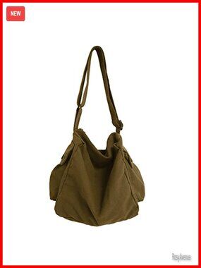 Canvas Hobo Crossbody Messenger Bag with Multiple Pockets Adjustable Strap